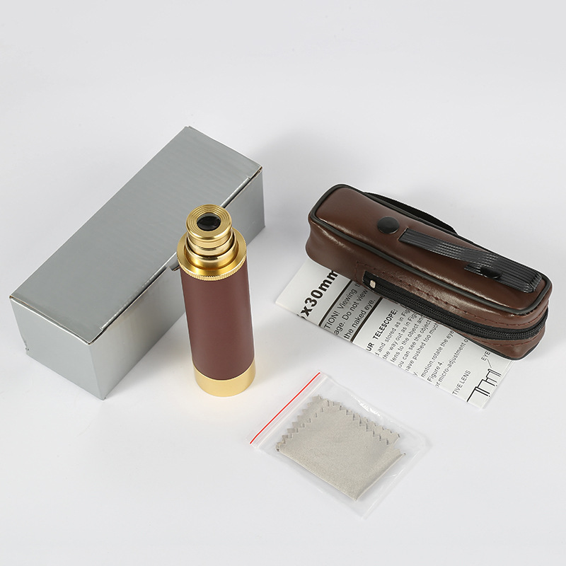 Outdoor Adventure Toys - 25x30 Portable Pocket Monocular Retractable Brass