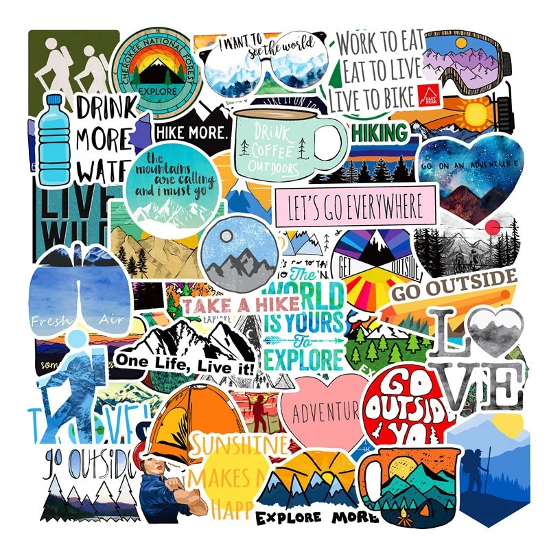 Outdoor Adventure Toys - 50PCS Outdoor Adventure Hiking Stickers for